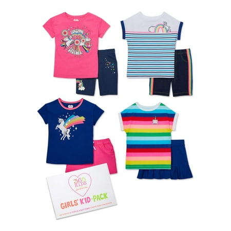 365 Kids from Garanimals Mix & Match Rainbow Kid-Pack Gift Box, 8-Piece Outfit Set (Little Girls & Big Girls)