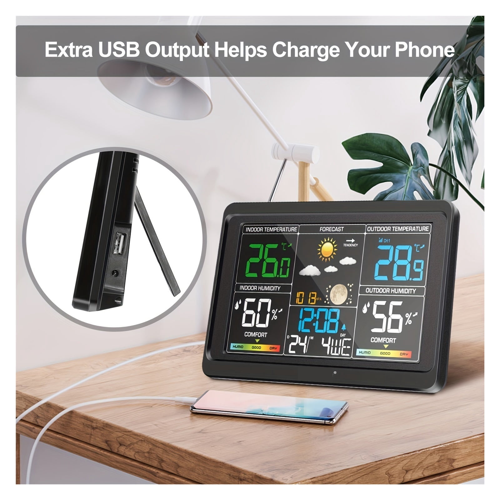 Digital Weather Station, Wireless Indoor Outdoor Thermometer with Backlight