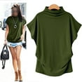 thumbnail image 5 of WCJM Women's Short Sleeve V-Neck Shirts Loose Casual Tee T-Shirt Women's Short Sleeve T-Shirt Women's Summer Solid Color High Neck Loose Casual Short Sleeved T Shirt Top, 5 of 5