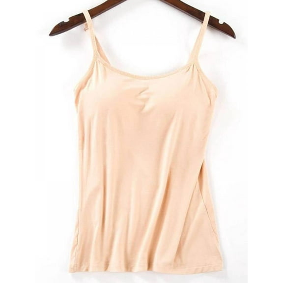 Sonbest Women's Compression Camisole Chest Pad Sports Home Camisole Beige S
