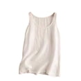 thumbnail image 2 of Roncen Débardeurs en Lin Naturel Sans Manches Basiques Été Décontractés Col Rond Blouse, 2 of 5