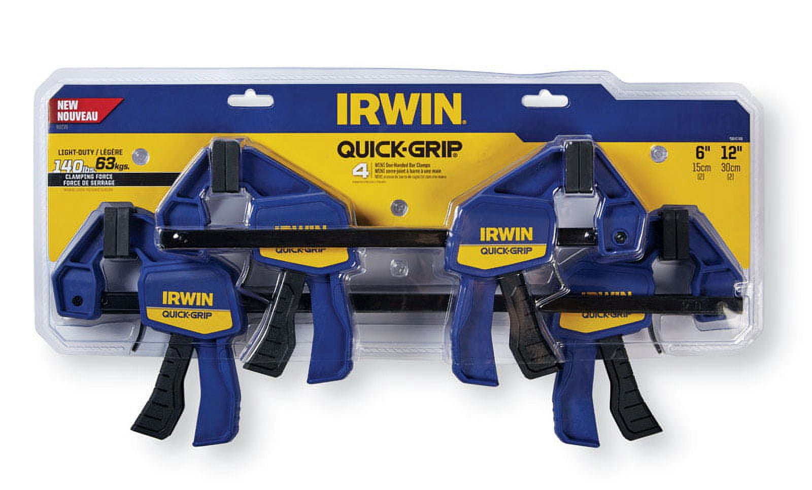 Irwin Quick-Grip 6 and 12 in. x 3 in. D Resin Quick-Release Bar Clamp 140 lb. 4 pc.