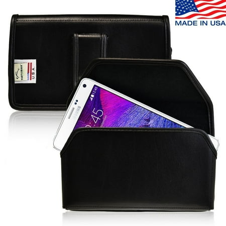 Executive Note - Turtleback Holster made for Samsung Galaxy Note 4 Black Belt Case Leather Pouch with Executive Belt Clip Horizontal Made in USA