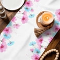 thumbnail image 3 of Blue Pink Flowers Table Runner - 90 Inch Long Spring Garden Floral Watercolor Cotton and Linen Blended Dress Scarves Farmhouse Table Runner for Kitchen Dining, Coffee Table, 13" x 90", 3 of 8
