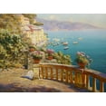 thumbnail image 2 of Obuchovsky, Yury 14x12 White Modern Wood Framed Museum Art Print Titled - Portofino-Flowers above the Sea, 2 of 4