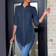 thumbnail image 2 of Oversized Tshirts For Women Slit Side V Neck Long Sleeve Button Down Fashion Blouse, 2 of 6