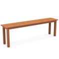 thumbnail image 1 of Costway 59" Long Patio Dining Bench with Teak Oil Finish & Slat Seat Accent Entryway Bench, 1 of 10