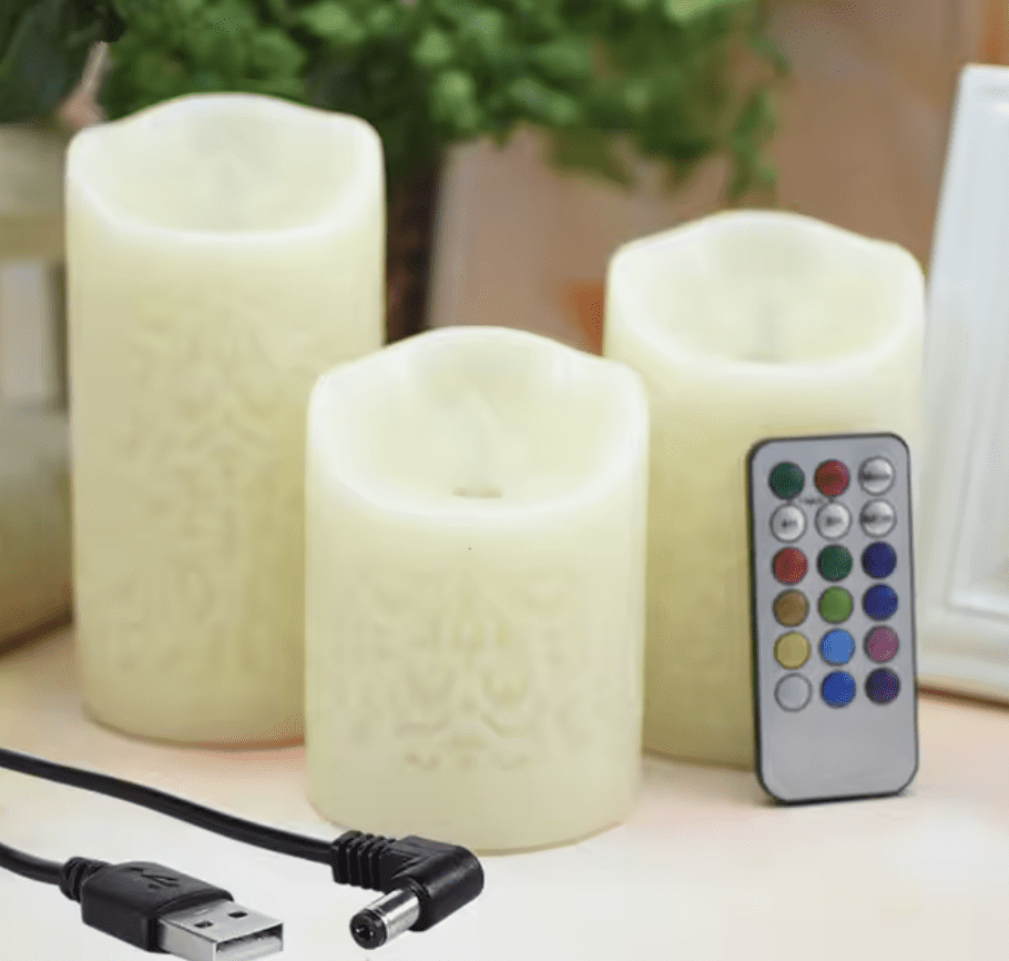 Aman’s Home Presents: 3 Romantic Rechargeable Flameless LED Candles  With Color Changing Remote