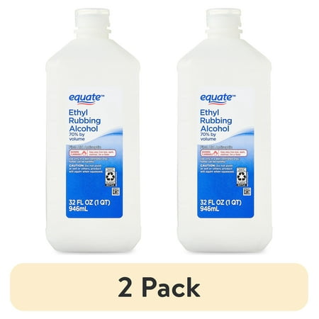 (2 pack) Equate 70% Ethyl Rubbing Alcohol Antiseptic, 32 fl oz