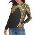 thumbnail image 2 of Islamic Pattern Women's Turtleneck Sweater Long Sleeve Ribbed Fitted Turtle Neck Casual Fall Winter Collection Top S, 2 of 4