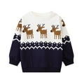thumbnail image 2 of HILEELANG Toddler Boy(2-8Y) Sweatshirts Christmas Navy Blue Graphic Elk Pullover Cotton Crewneck Clothes 3T, 2 of 7