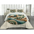 thumbnail image 2 of Ambesonne Monstera Quilted Coverlet 3 Pcs, Sage Love Boho Mid Century, King Size, Teal Amber Olive Green, 2 of 4