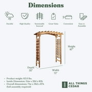 All Things Cedar PA96 6-Ft Garden Wooden Traditional Archway Pagoda Arbor - 71L x 35W x 87