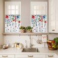 thumbnail image 3 of 3 Piece Kitchen Curtains and Valances Set Independence Day Cafe Curtains 36 Inch Length Eucalyptus Leaves Country Flowers Valance & Tier Curtain for Living Room Bedroom Small Window 54"x18"+27"x36"*2, 3 of 6