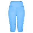 thumbnail image 3 of Women's Shorts Biker Shorts Women High Waisted Short Leggings Knee Length Womens Gym Workout Long Shorts,Blue Women's Shorts S, 3 of 6