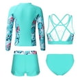 thumbnail image 2 of YONGHS Girls 4 Pieces Swimsuits Rash Guard Swim Set Shirt Crop Top Briefs Shorts Swimwear Bathing Suit Light Green 10, 2 of 6