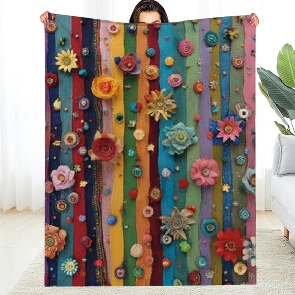 RKSupls Happy New Year Throw Blanket, Boho Floral Soft Flannel Blanket, Fuzzy Warm Cozy Christmas Blanket for Couch Bed Home Travel Decor, 30*40in