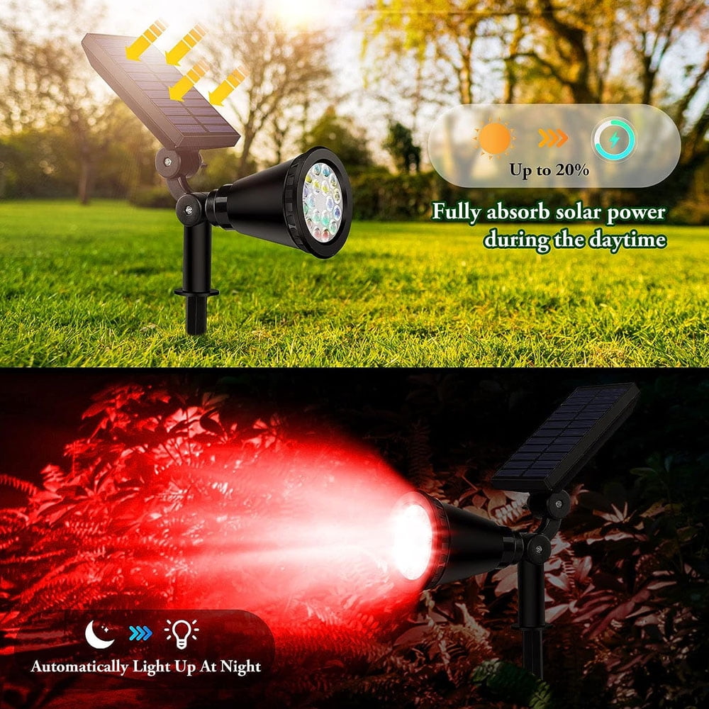 HAOAN Solar Spot Lights Outdoor, 18 LEDs Beads, Auto On/Off, IP67 Waterproof Solar Yard Spotlight Landscape Lighting Garden Wall Lights(Multi-colored)