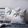 thumbnail image 2 of Sea Turtle Coastal 16x16 Pillow Covers Set of 2, Summer Beach Coral Ocean Seagrass Throw Pillow Covers Decorative Couch Cushion Case, Microfiber Square Pillowcases for Bedroom Car Living Room, 2 of 7