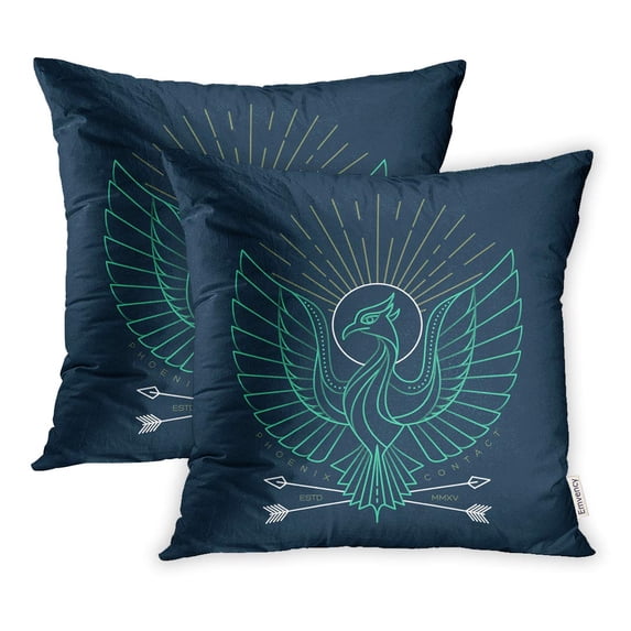 ECCOT Thin Line Phoenix Shadows Bird Graphic Label Badge Sticker Emblem Sign Pillowcase Pillow Cover 20x20 inch Set of 2