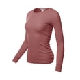 thumbnail image 2 of A2Y Women's Basic Solid Fitted Long Sleeve Crew Neck Thermal Top Shirt Smoky Mauve L, 2 of 5