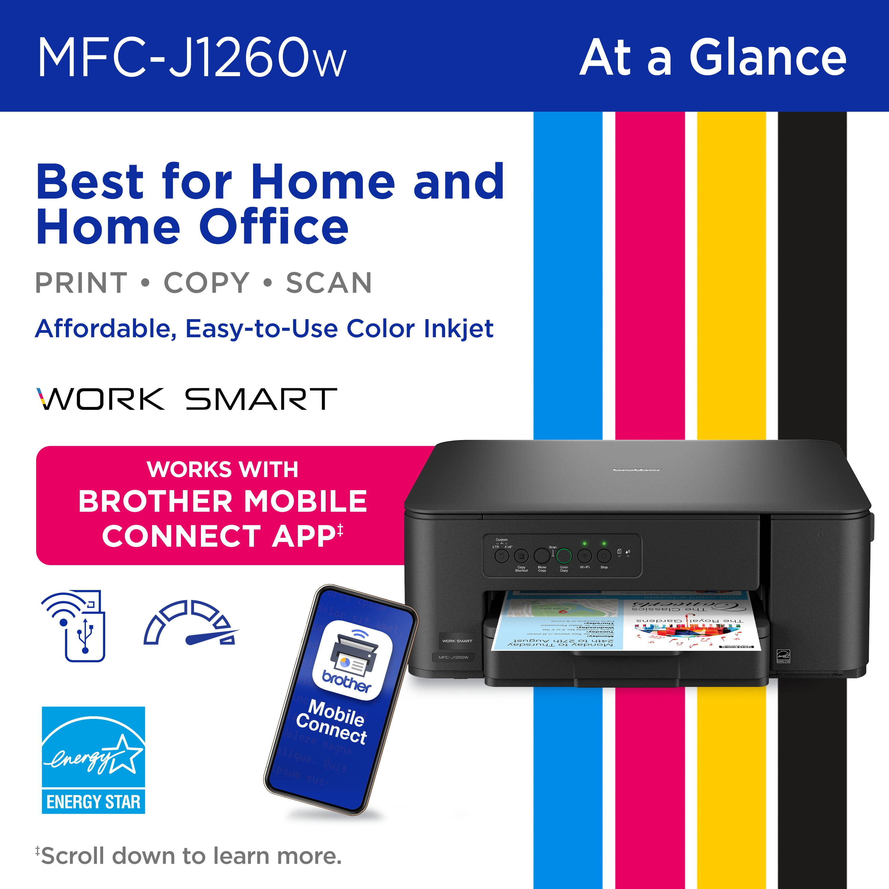 Brother Work Smart MFC-J1260W Wireless Color Inkjet All-in-One Printer