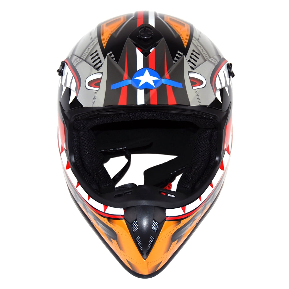 1Storm Adult Motocross Helmet BMX MX ATV Dirt Bike Downhill Mountain Bike Helmet Racing Style HKY_SC09S; Shark Orange