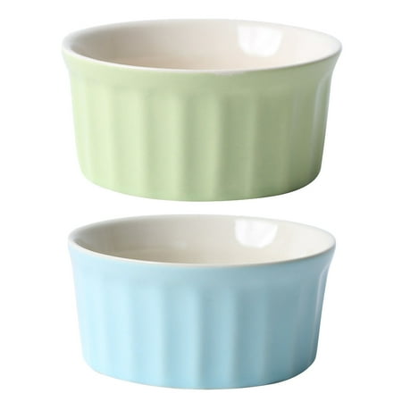 

2pcs Ceramic Dessert Bowls Cake Bowls Sweetmeats Bowls (Light Blue Light Green)