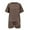 Brown, variant on Coerni Girls Summer 2 Piece Outfit Plain Kids Athletic Set Short Sleeve T Shirt Shorts Set Loose Sports Clothes Solid