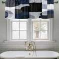 thumbnail image 4 of 2 Pack Abstract Stitching Valance for Window Blue Black Square Round Visual Art Kitchen Valance Rod Pocket Short Curtain Topper Decorative Window Treatment for Living Room Bedroom 60"x18", 4 of 8