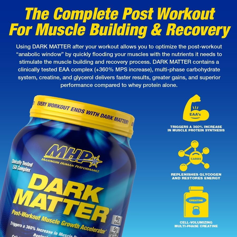 MHP Dark Matter Post Workout, EAA and Creatine, Recovery, Orange Crush, 20 Servings, 55 Oz