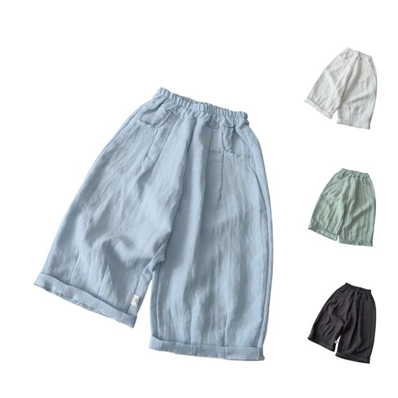 OSOLU Children Girls Pants Solid Color Summer Soft Lightweight with Pockets Long Bottom Casual Comfortable Daily Wear Versatile Travel Trousers