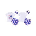 thumbnail image 3 of Aojekbee Baby Girl 3 Piece Summer Set, Baseball Print Short Sleeve Tops Shorts Bow Headband Infant Toddler Outfits, 3 of 10