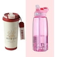 thumbnail image 1 of 2-Pack 17oz Insulated Water Bottle & 32oz Pink Water Bottle, Direct Drinking or Straw Use, Hidden Spout 100% Leakproof Vacuum Cup, Clear Sport Water Bottle AUTOSEAL Flip Up Lid, 1 of 8