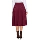 thumbnail image 3 of Falda de pana para mujer, con botones en la parte delantera, de cintura alta, vintage, elástica, en línea A, acampanada, casual, midi, con bolsillos, color burdeos, 3 of 6