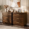 thumbnail image 7 of MOONMISS Modern 3-Drawer Nightstand Set of 2,Bedside Table with Sturdy Base & Gold Handles for Bedroom,Living Room,Walnut Finish, 7 of 7