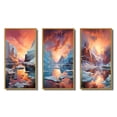 thumbnail image 2 of Designart "Coral Orange Iceberg Glacial Euphony III" Nautical & Beach Framed Wall Art Set Of 3 - Coral Iceberg Frame Gallery Set For Office Decor, 2 of 7
