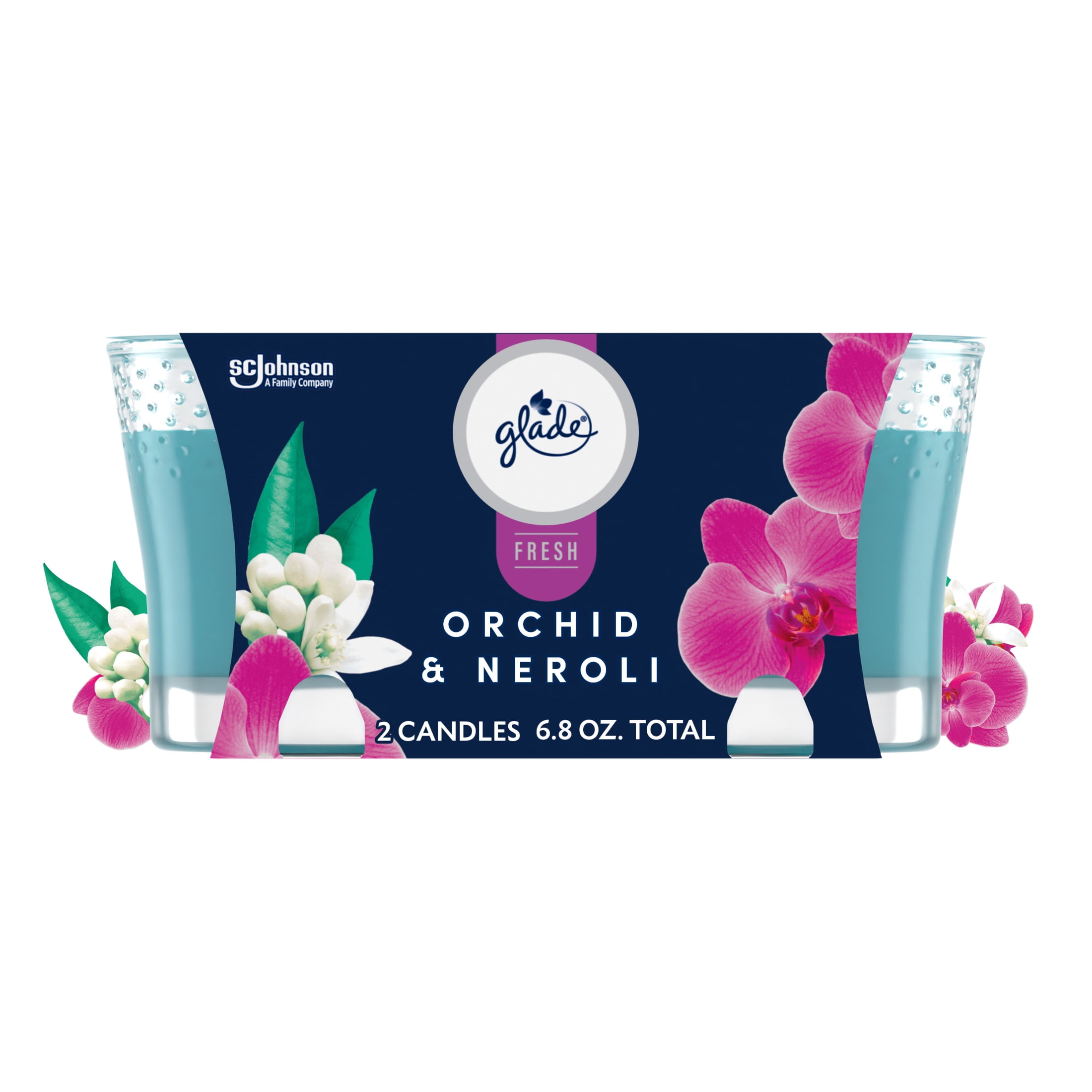 Glade Candle, Infused with Essential Oils, Orchid & Neroli Scent, 2 Count
