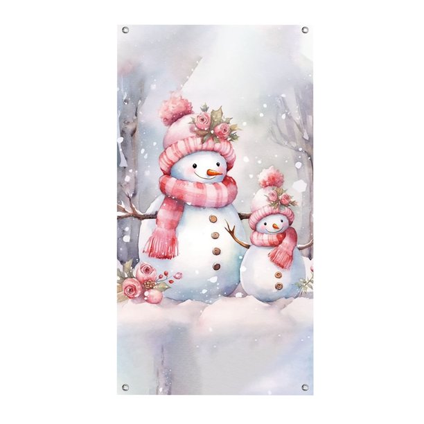 90 x 200 cm Marco de puerta navideño con muñeco de nieve rosa Fondo navideño Marco de puerta Fondo de cortina para fiesta navideña Tela para decoración de porches para fiestas
