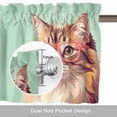 thumbnail image 6 of Sunglasses Cat Valance Curtain Retro Funny Cat Green Background Window Valances Rod Pocket Short Curtains Window Treatments for Kitchen Bedroom Bathroom Laundry 60" x 18", 6 of 9