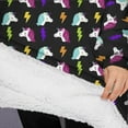 thumbnail image 3 of Oversized Wearable Blanket Hoodie,Unicorn Lightning Pattern Sherpa Blanket Hoodie with Super Pockets,Super Warm Fuzzy Pullover for Women & Men, 3 of 6