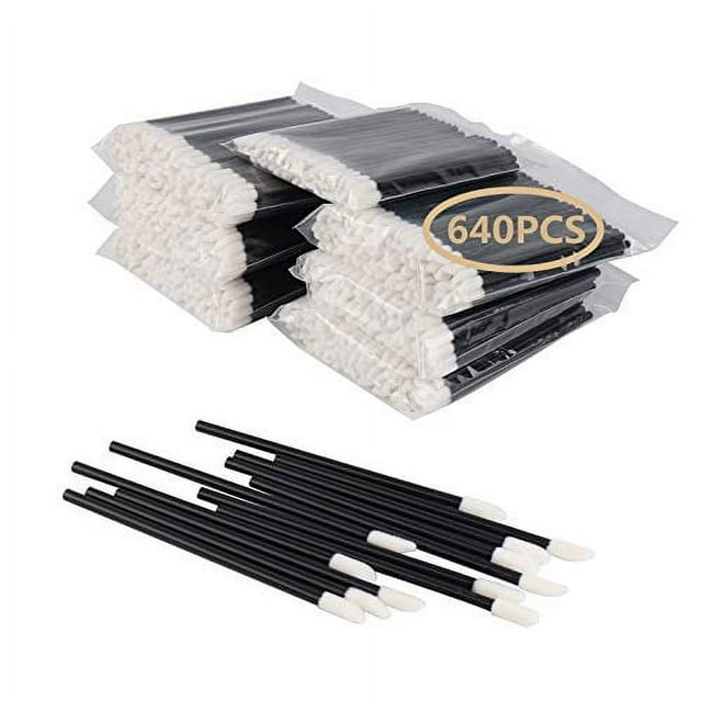 Black Lip Brush Set, 640PCS Disposable Applicators for Makeup, Lipstick & Gloss, Beauty Tool Kit, Perfect for Testing & Application