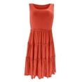 thumbnail image 4 of Fesfesfes Women's Spring Solid Color Round Neck Sleeveless Pleated Piece Mid-Length Dress, 4 of 4