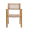 thumbnail image 3 of JERFIT Modern Braided Rope Dining Chair Set of 2, Light Brown Teak Finish Acacia Wood Side Chairs for Kitchen, Dining Room, 3 of 6