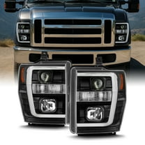 AKKON - For 2008-2010 F250 F350 F450 F550 Superduty Black LED Tube Projector Headlights Driver Passenger Pair