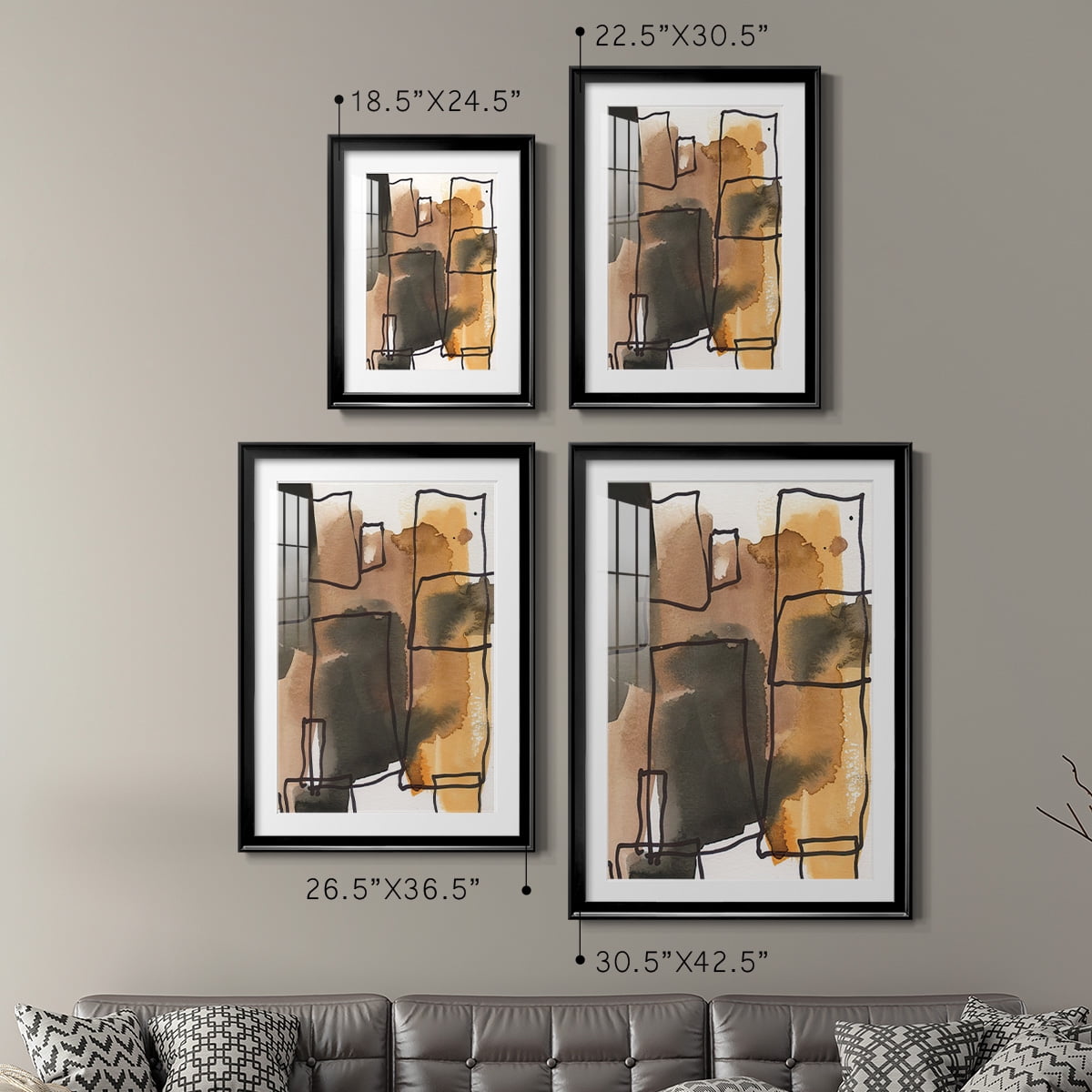 Wexford Home Retro Vibe I Premium Framed Print, 26.5" x 36.5" - Ready to Hang, Black (Set of 2)