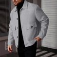thumbnail image 6 of LODIENY Men Tweed Jacket Fleece Shacket Button Down Collared Jackets Warm Winter Coat Long Sleeve Fall Outerwear with Flap Pockets for Casual Daily Gray M, 6 of 6