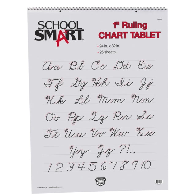 School Smart - 85327 Tableta gráfica de 24 x 32 pulgadas, regla de 1 pulgada, 25 hojas