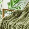 thumbnail image 3 of Exclusivo Mezcla Large Soft Fleece Throw Blanket, 50"x70" Stylish Jacquard Throw Blanket for Couch, Cozy, Warm, Lightweight Tie-dye Olive Green Blanket, 3 of 10