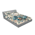 thumbnail image 2 of Ambesonne Floral Eucalyptus Fitted Sheet & Pillow Sham Set, Joyful Spring, Full, Blush and Sea Blue, 2 of 2